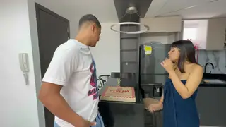 Busty Asian MILF Seduces the Pizza Delivery Guy