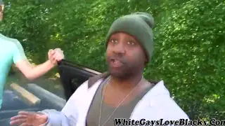 Ebony Man Receives Oral Outdoors From Interracial Partner
