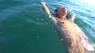 Petite European Teen Flashes on Public Beach