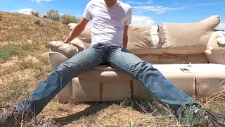 Outdoor Masturbation Ends with Piss and Cum