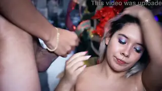 Chubby Latina Teen Gives Sloppy Webcam Blowjob to Boyfriend
