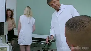 European MILF Welcomes a Wet Foursome in a Hospital Setting