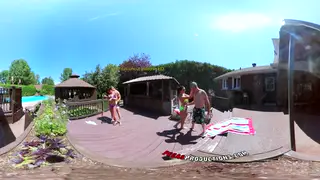 Brunette Orgy by the Pool in Immersive VR
