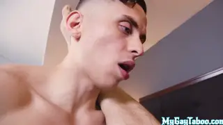 Ripped Stepdad Breeds Jock and Feeds Him Cum