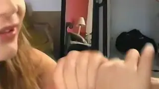 Brunette Drains Him With a Deep Blowjob