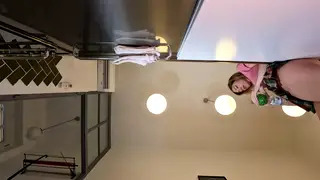 Blonde Wife Flashes Panties in Kitchen Workout