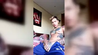 Inked Latino Strokes Thick Cock in Solo Tease