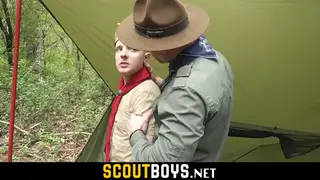 Uniformed Leader Rims Twink Before Outdoor Doggystyle