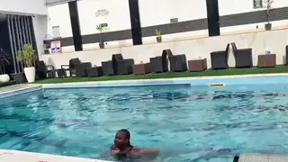 Voluptuous Ebony Takes a Massive Cock Poolside