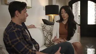 Petite Brunette Stepdaughter Drains Stepdad While Husband Watches