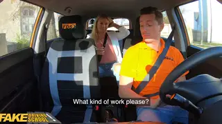 Blonde Teacher Gives Driver a Deep Blowjob in Car
