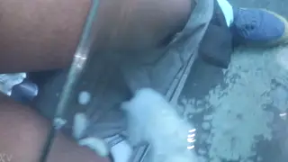 Solo Performer Strokes Slowly in Close-Up Detail