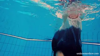 Blonde Teen Strips to Lingerie for Poolside Tease