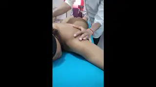 Brunette Teen Gets Oiled Massage in Office