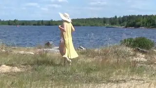 Mature Curvy Wife Flaunts Stockings on Public Beach