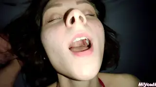Petite Teen Takes Rough Face Fuck and Facial in POV
