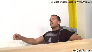 Muscular Hunk Receives BBC Facial in POV