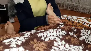 Stepsister Massages Feet While She Watches Her Masturbate