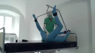 Woman in Blue Latex Suit Enjoys Rough Sex