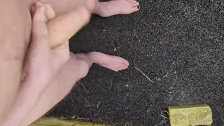 Solo Guy Strokes His Big Cock Outdoors at Midday