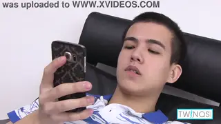 Blonde Asian Twink Jerks Off and Cums on His Feet