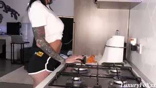 Busty Curvy MILF Squirts Hard While Masturbating with Cucumber