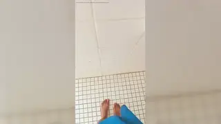 Ebony Teen Strokes to Cumshot at Public Pool