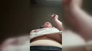 Busty MILF Teases in Button-Down While Smoking
