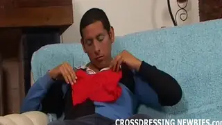 Slim Crossdresser Teases in Lingerie for the Camera