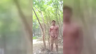 Muscular Asian Stud Jerks Off Outdoors At Club Party