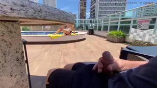 Busty MILF Drains Young Cock Poolside in POV