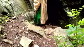 Indian Maid Wears Stockings for Outdoor Passion