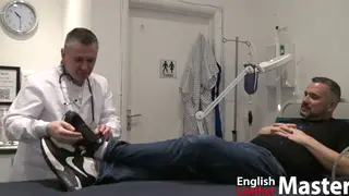 Mature European Doctor Indulges Foot Fetish at Desk