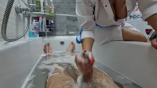 Busty Stepmom Catches Stepson Jerking Off in Bathroom
