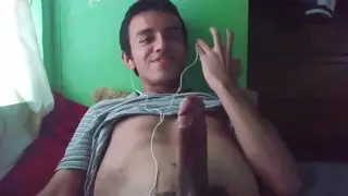 Latino Twink Strokes Uncut Cock to Messy Cumshot