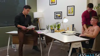 Office Newcomers Share Bareback Threesome at Desk