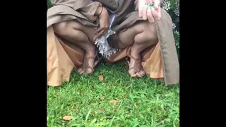 Blonde Teen Pisses Outdoors While Partner Watches