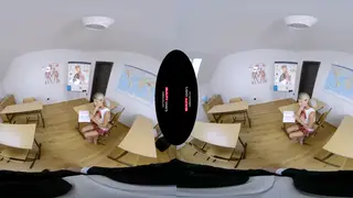 Blonde European Teen Gives VR Blowjob at Teacher's Desk