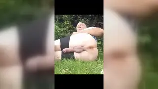 Mature Guy Strokes Outdoors and Cums in Doggy