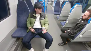 Mature Hunk Barebacks Twink in Train Toilet