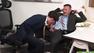 Tattooed Office Interns Flip-Fuck Bareback at Desk