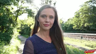 Hairy European MILF Auditions Outdoors with a Stranger