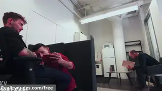 Office Employee Deepthroats Colleague Before Public Desk Fuck