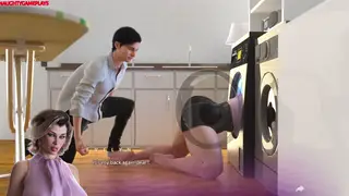 Blonde MILF Landlady Stuck in Washer Takes a Creampie