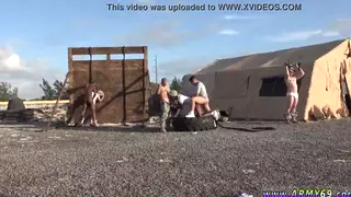 Uniformed Recruits Share an Intense Threesome Blowjob