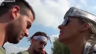 Voluptuous MILF Handles Two Cocks in Deepthroat Gangbang