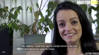 Tattooed Brunette Rides Hard in First Casting