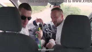 Petite Passenger Endures a Brutal Bus Gangbang With Gapes and Swallows