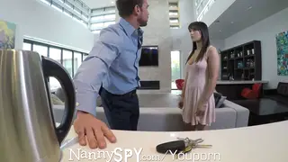 Busty Brunette Nanny Creampied in POV