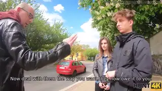European Teen Sucks Stranger While Husband Watches Nearby